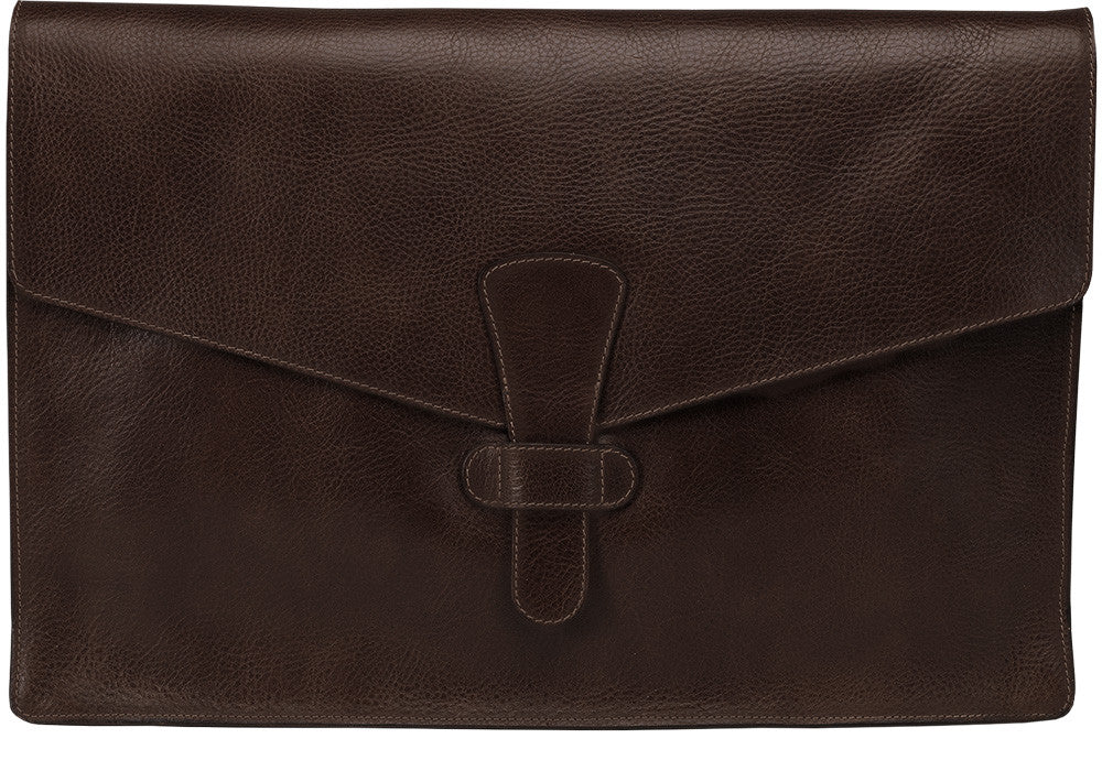 Back View Closed of 15" Leather Folder Organizer Chocolate