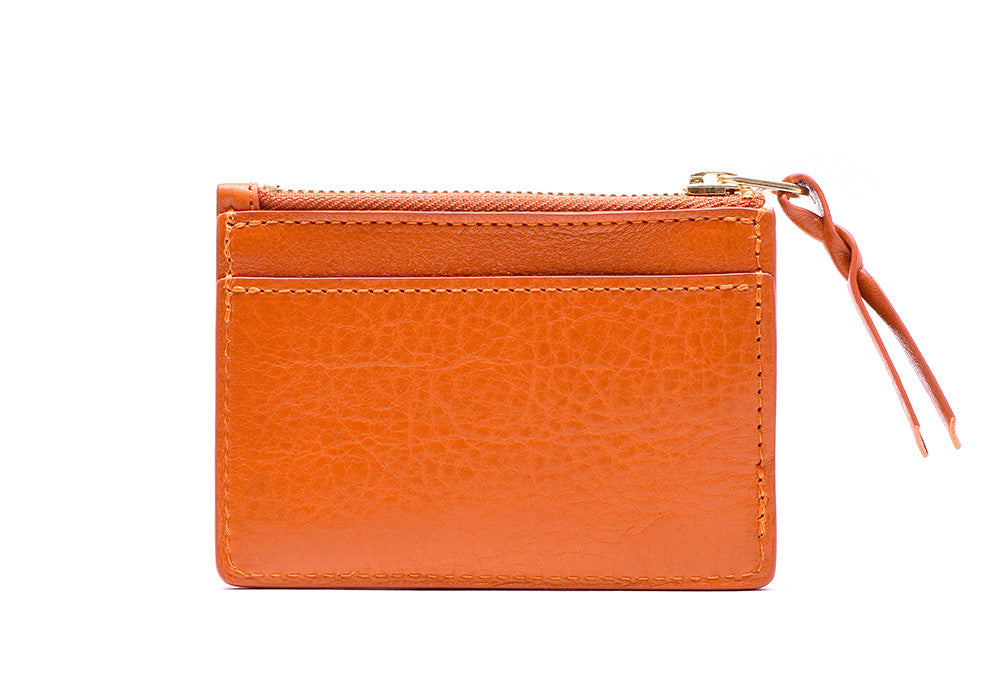Front View of Zipper Credit Card Wallet Orange