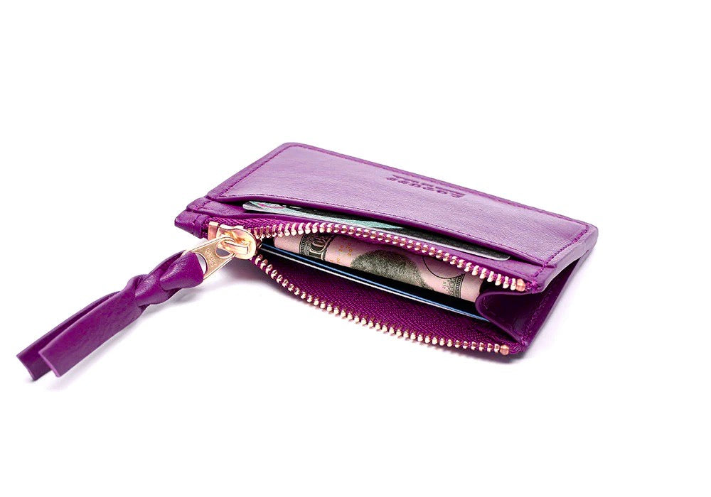 Open of Zipper Credit Card Wallet Orchid