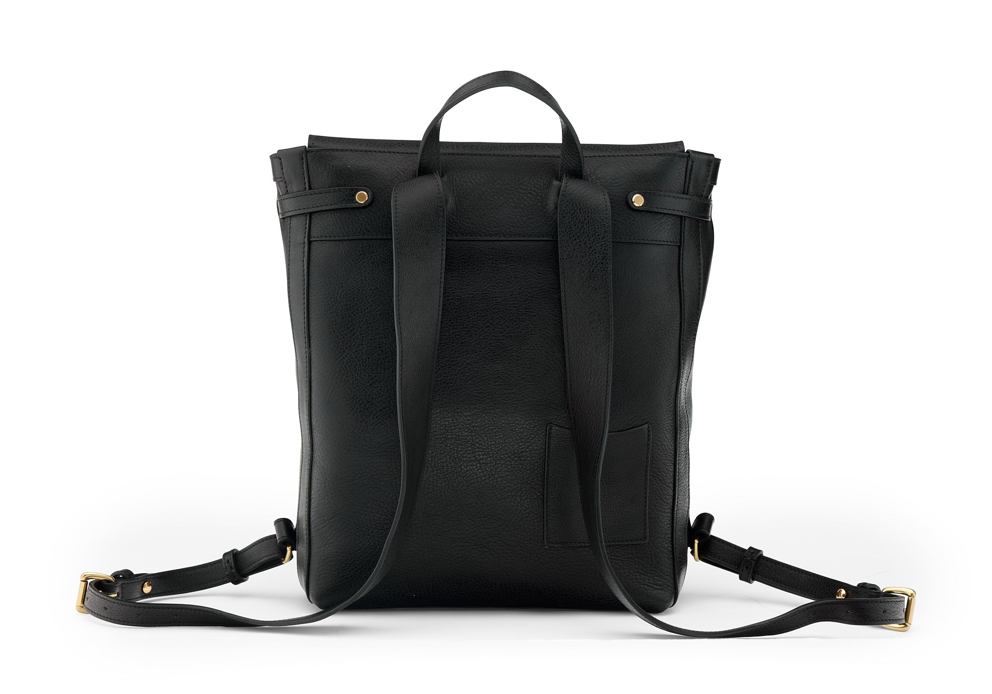 Back View of Leather No. 5 Knapsack Black