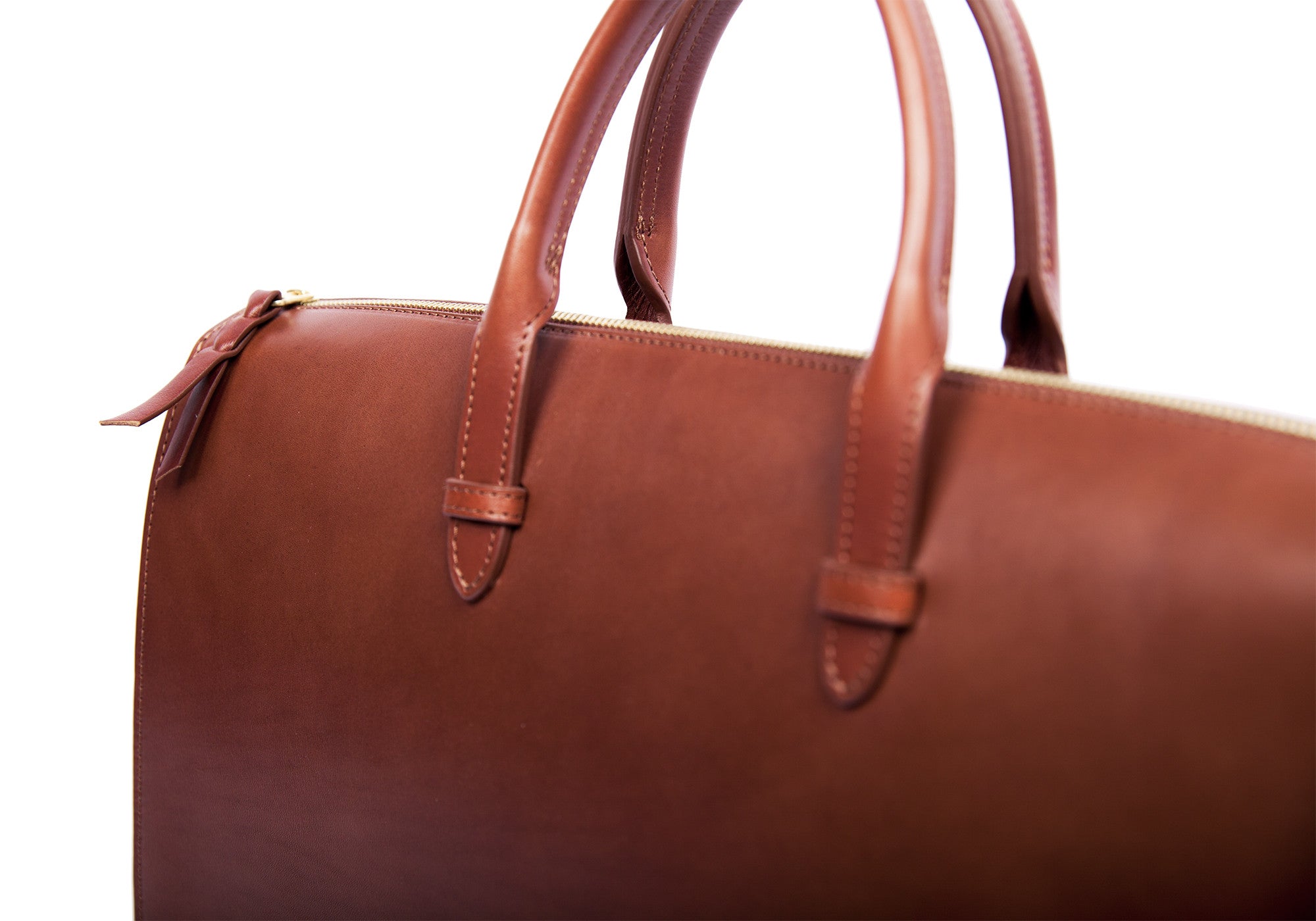 Front Leather View of The Bridle Triumph II Briefcase Cognac Bridle