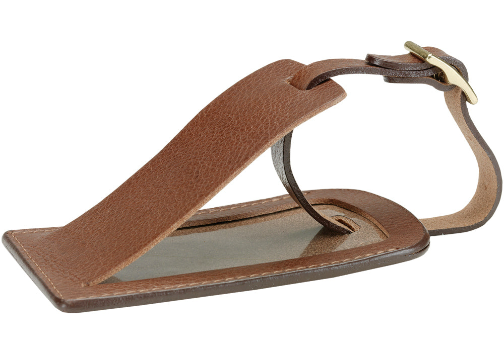 Side View of Business Luggage ID Tag Chestnut