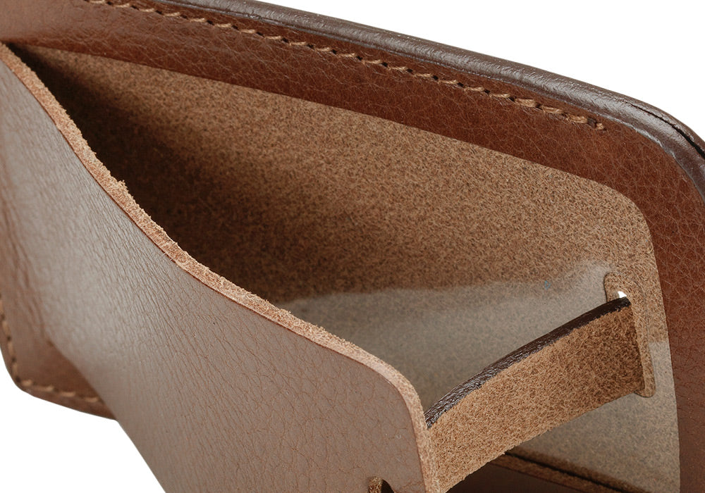 Open Leather View of Business Luggage ID Tag Chestnut