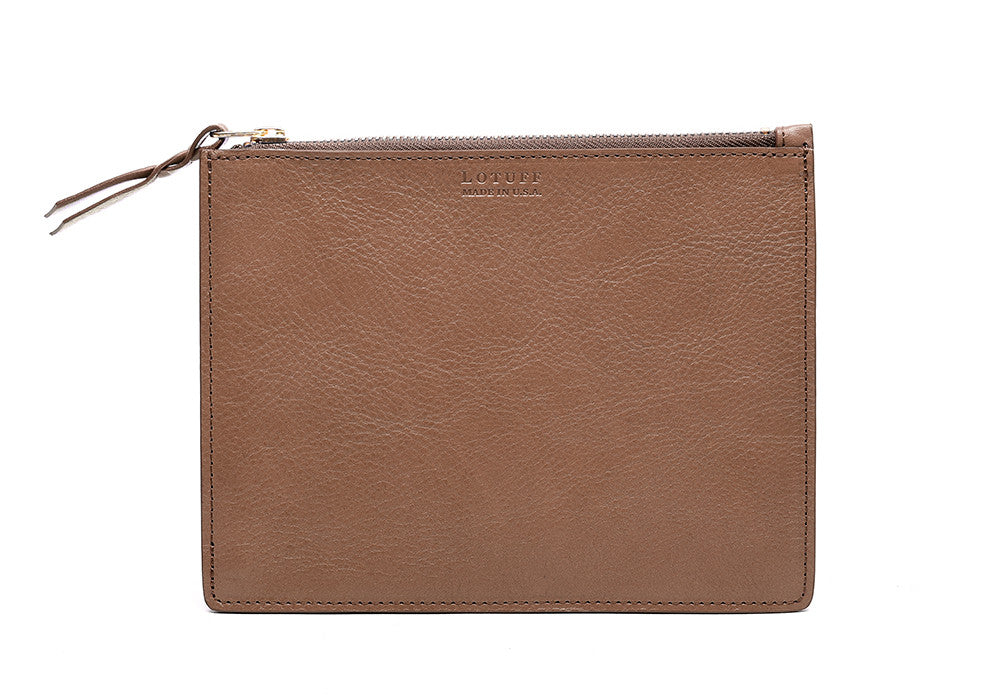 Front Leather View of No. 8 Pouch Clay
