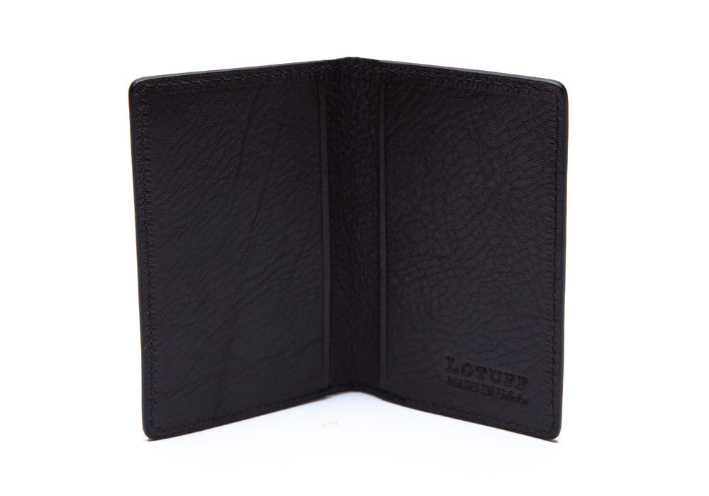 Side View Open of Leather Folding Card Wallet Chocolate