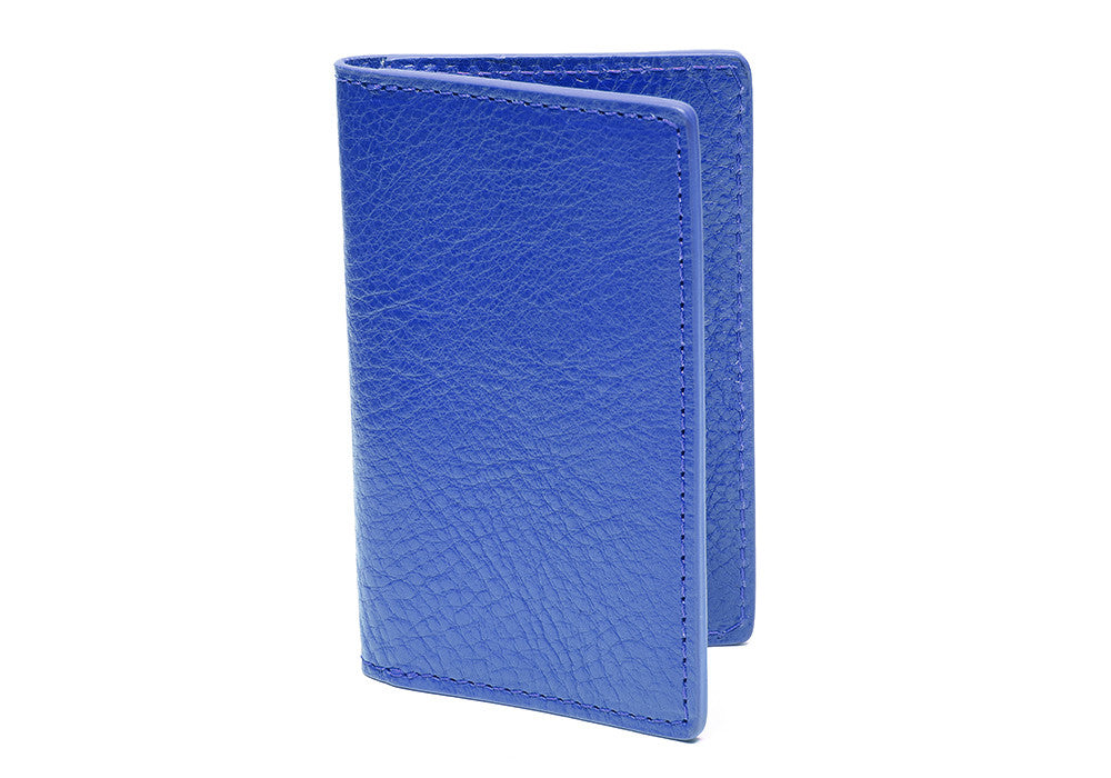 Leather Folding Card Wallet Electric Blue