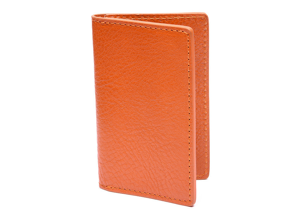Leather Folding Card Wallet Orange