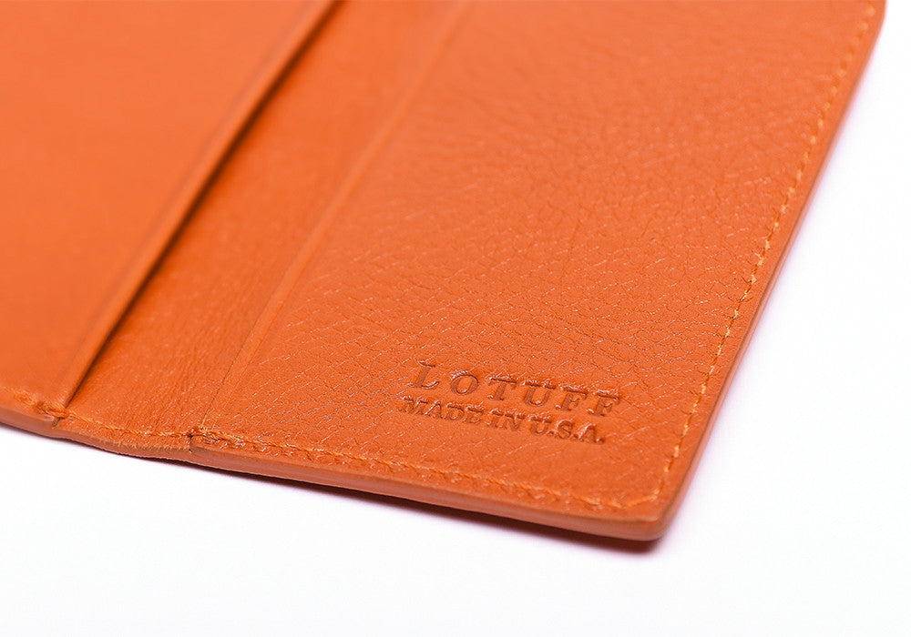 Leather Folding Card Wallet Orange