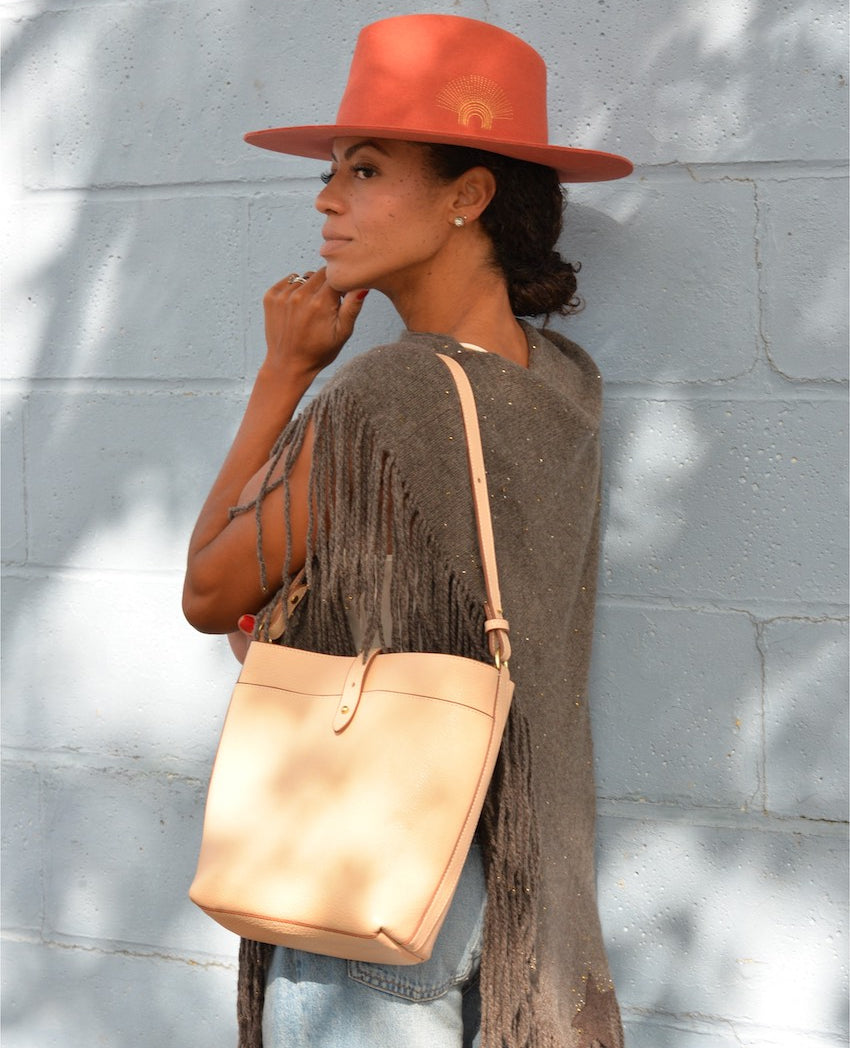 The Maude Bucket Bag Natural Lifestyle