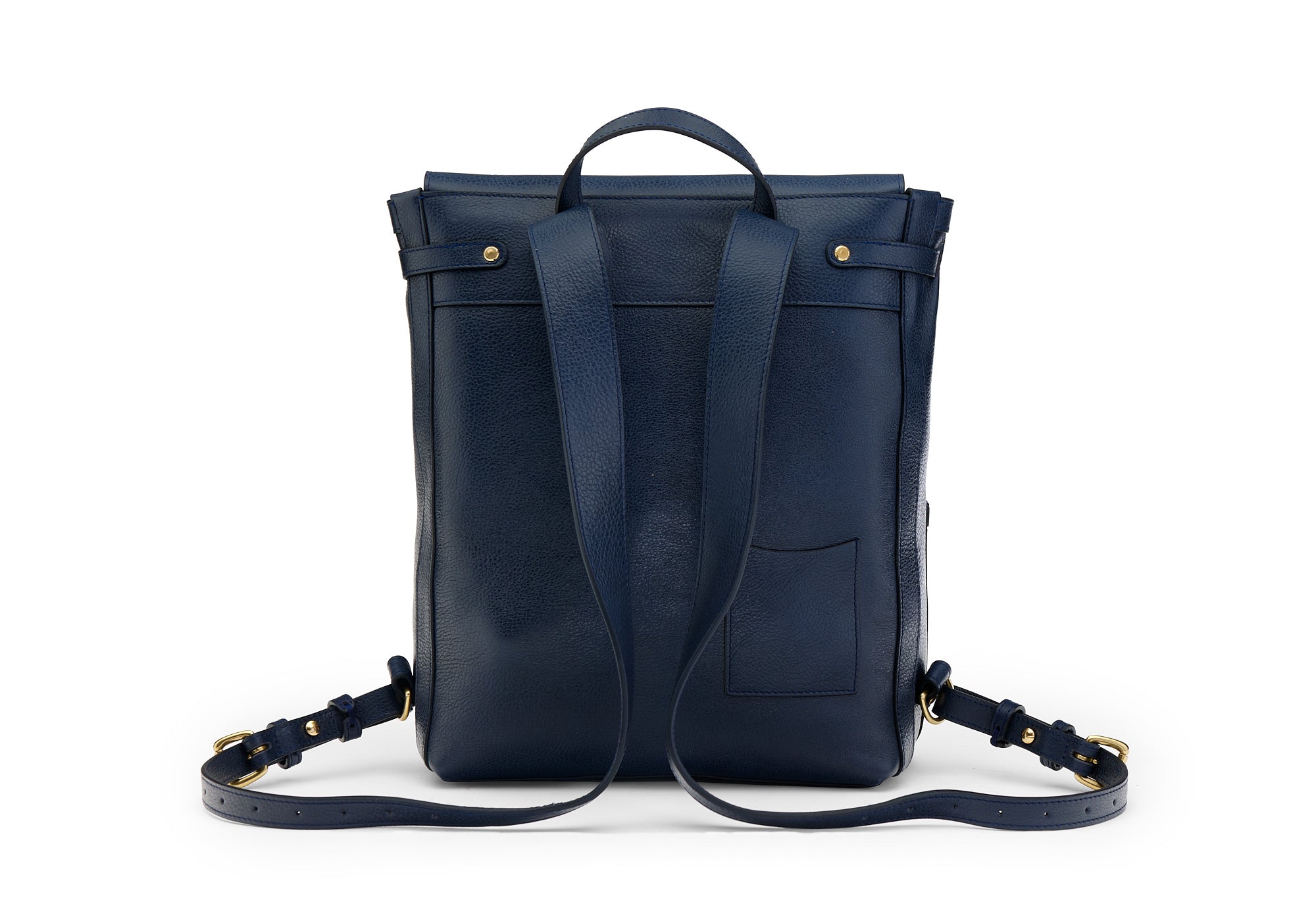 Back View of Leather No. 5 Knapsack Indigo