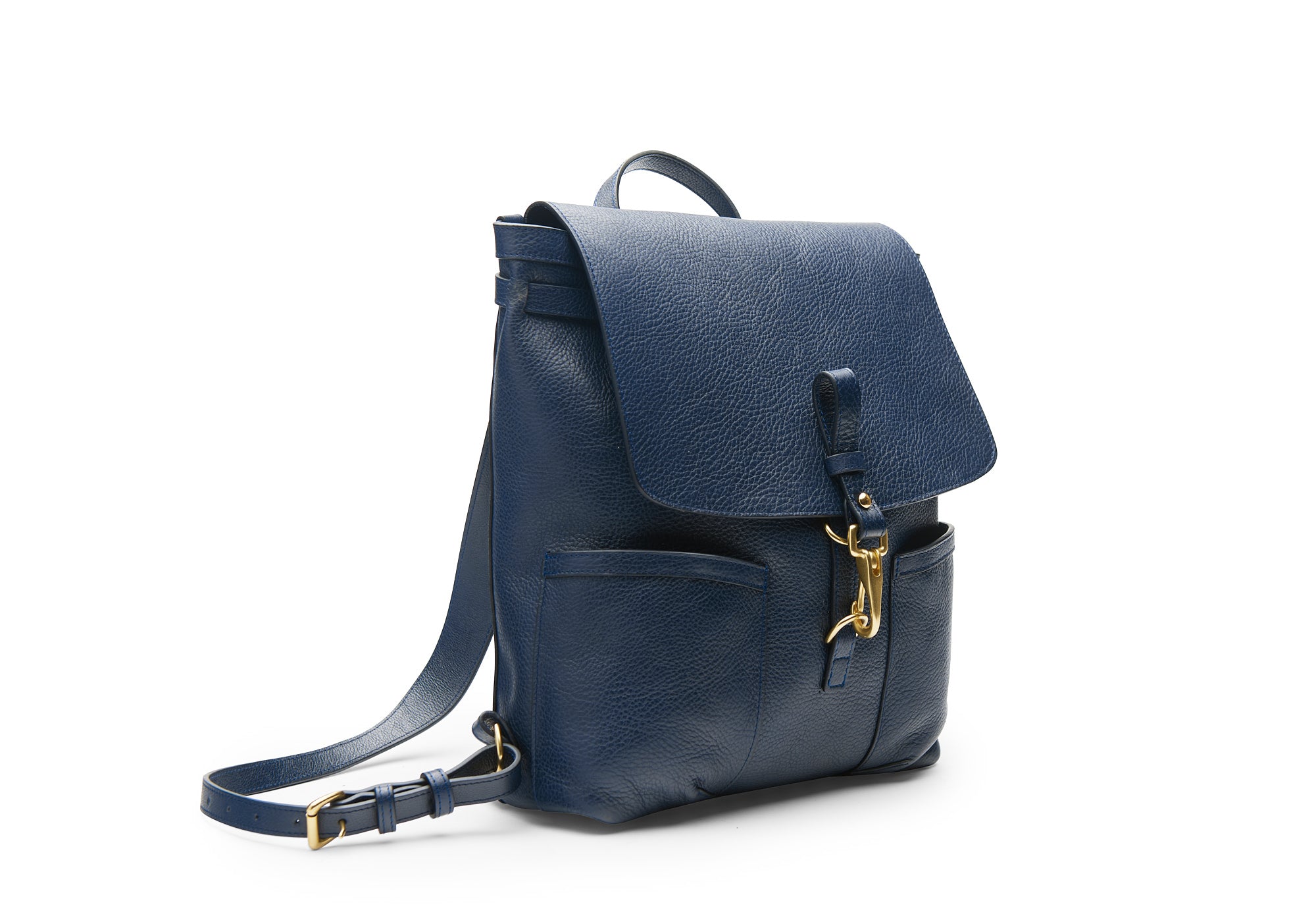 Full View of Leather No. 5 Knapsack Indigo