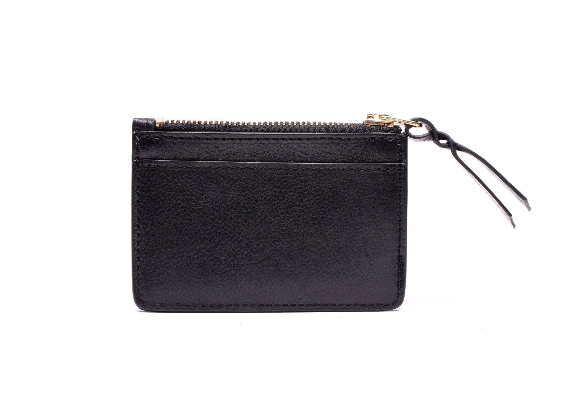 Front View Open of Zipper Credit Card Wallet Black