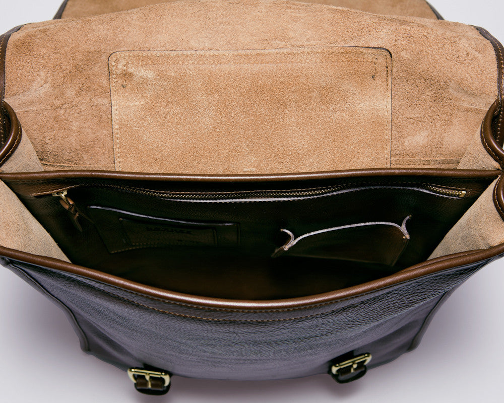 Inner Leather View of Leather Backpack Chocolate