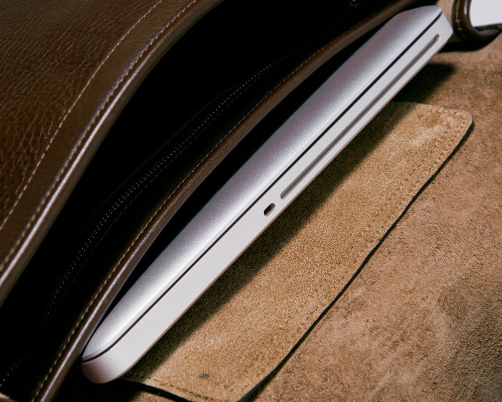 Inner Leather with Laptop of Leather Backpack Chocolate