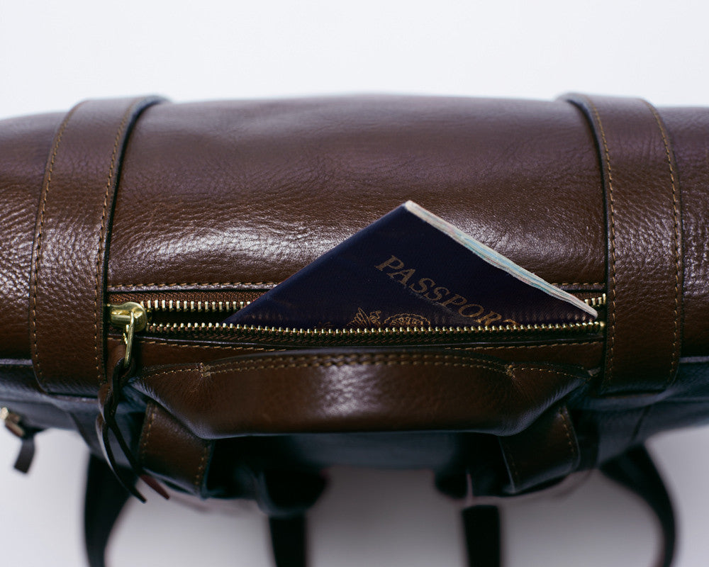 Top Leather Pocket of Leather Backpack Chocolate