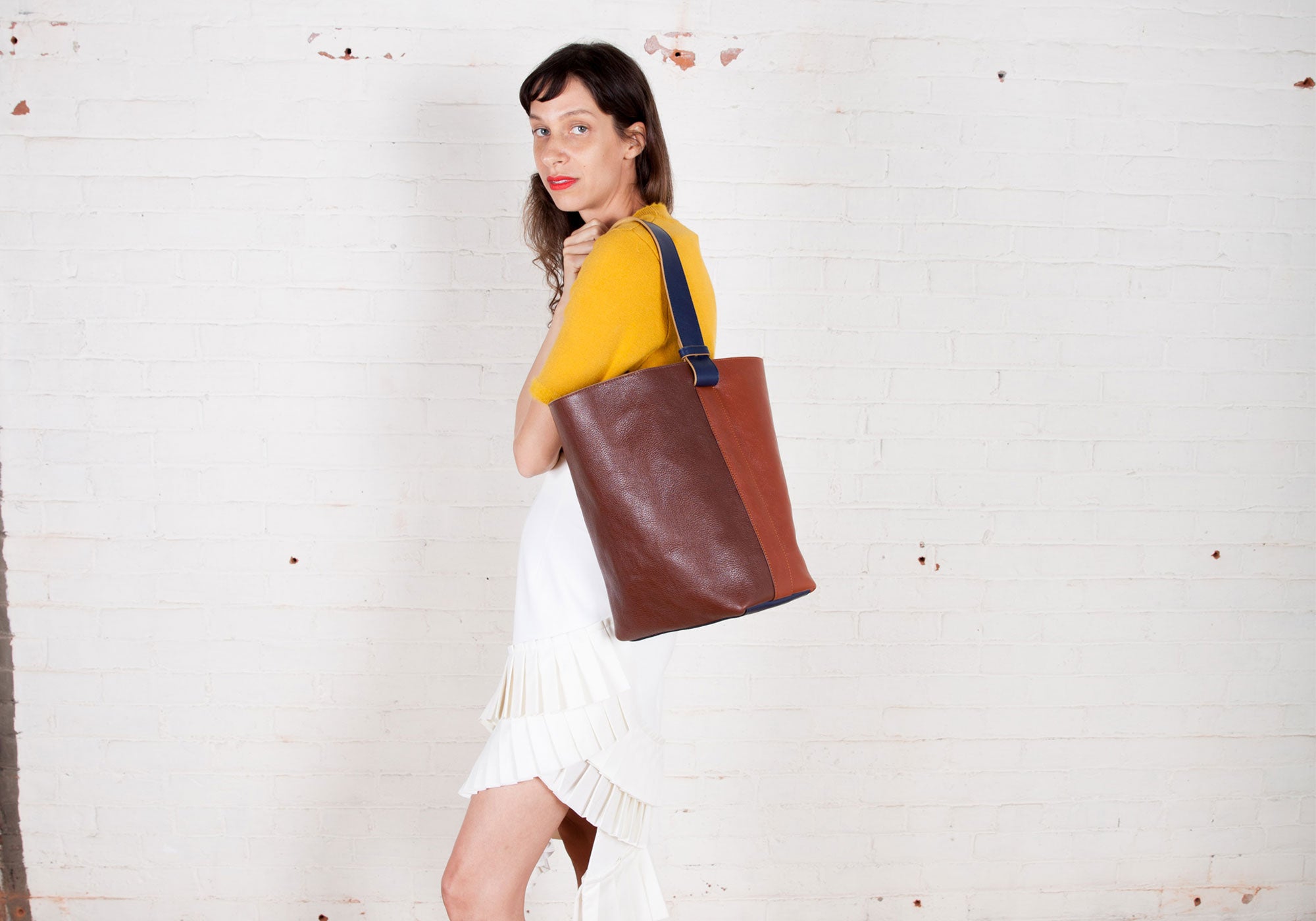 Leather Bucket Shoulder Bag Lifestyle