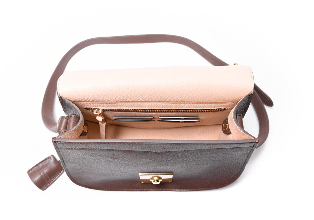 Top View of Arc Shoulder Bag Clay-Natural