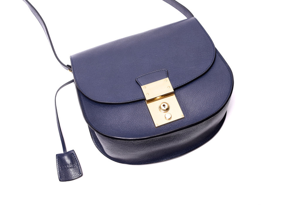 Front View of Arc Shoulder Bag Indigo-Electric Blue