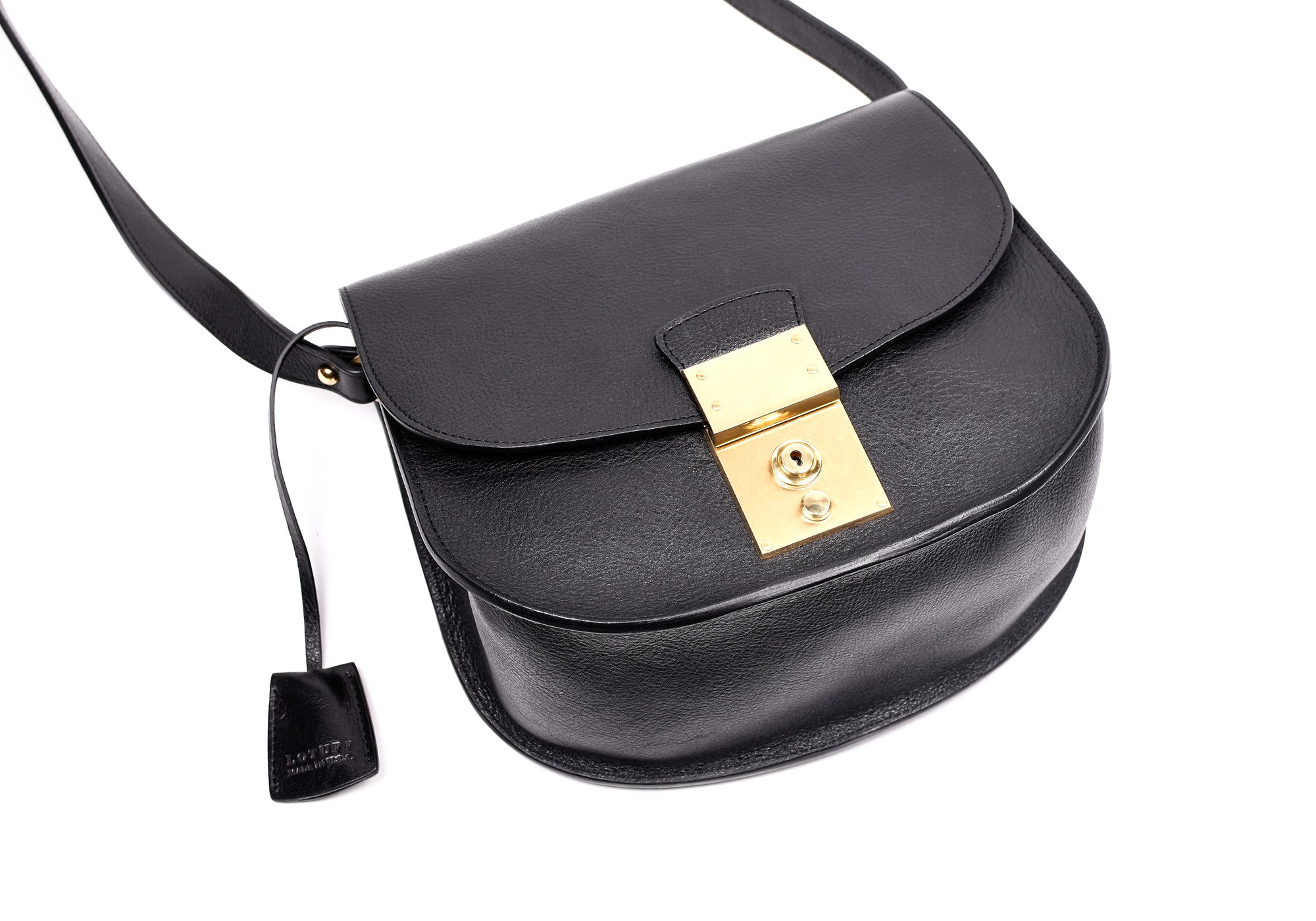 Side Angle View of Arc Shoulder Bag Black-Red