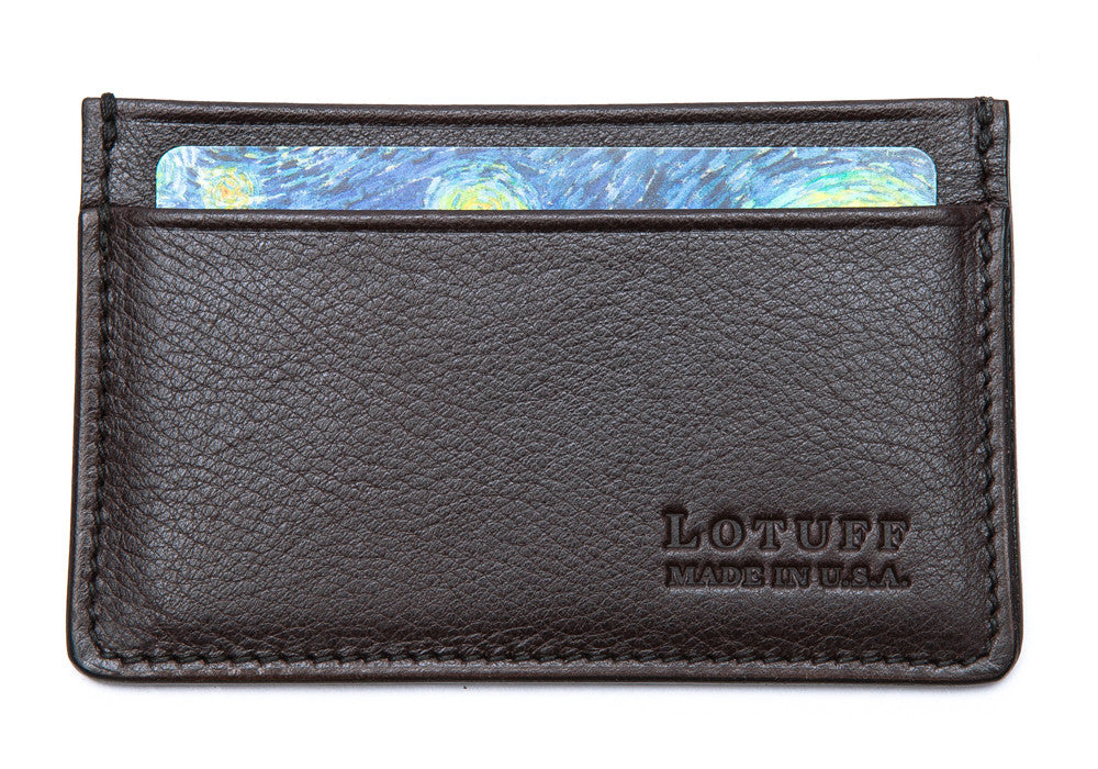 Front View Full of Leather Credit Card Wallet Chocolate