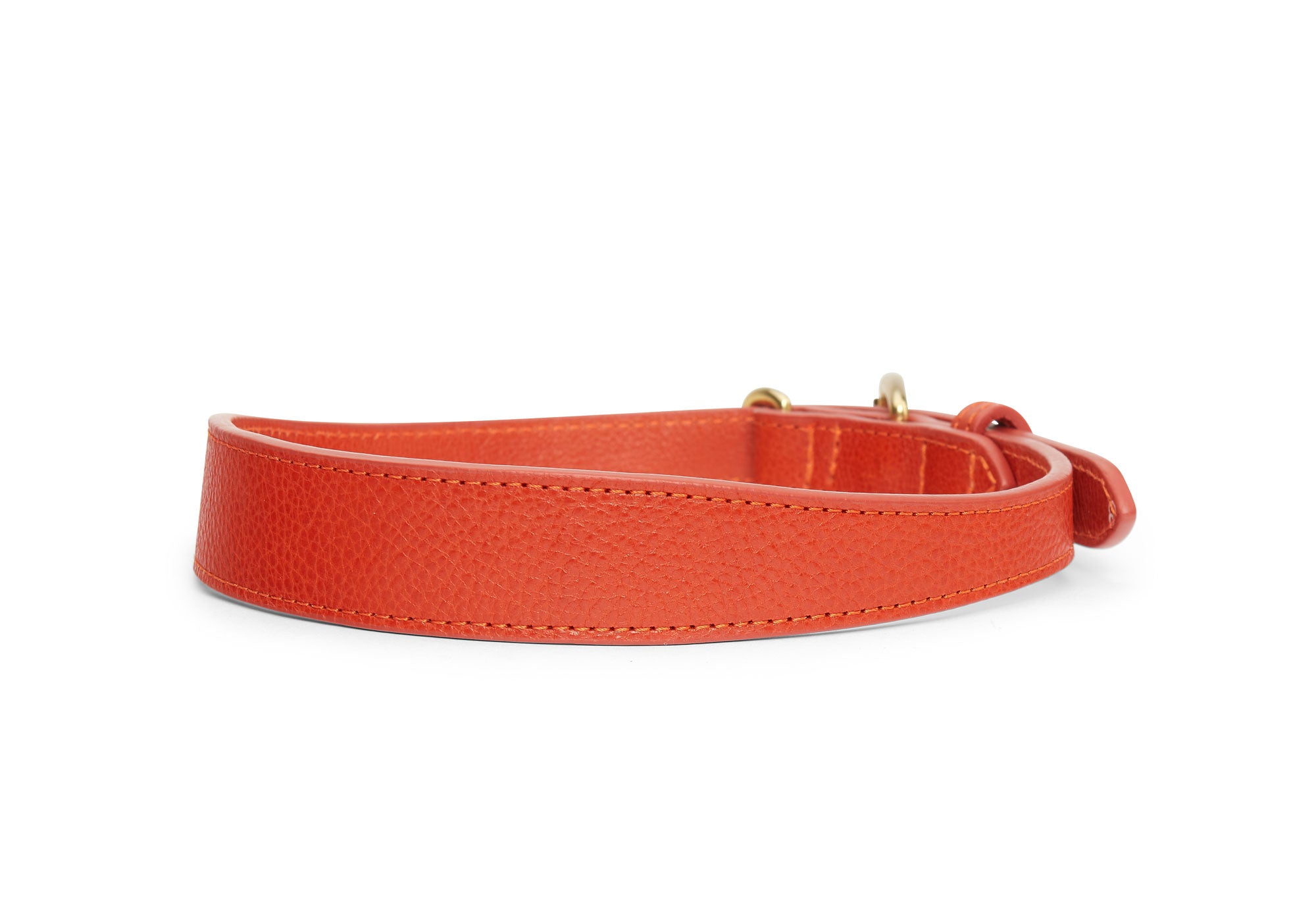 Large Leather Dog Collar Orange
