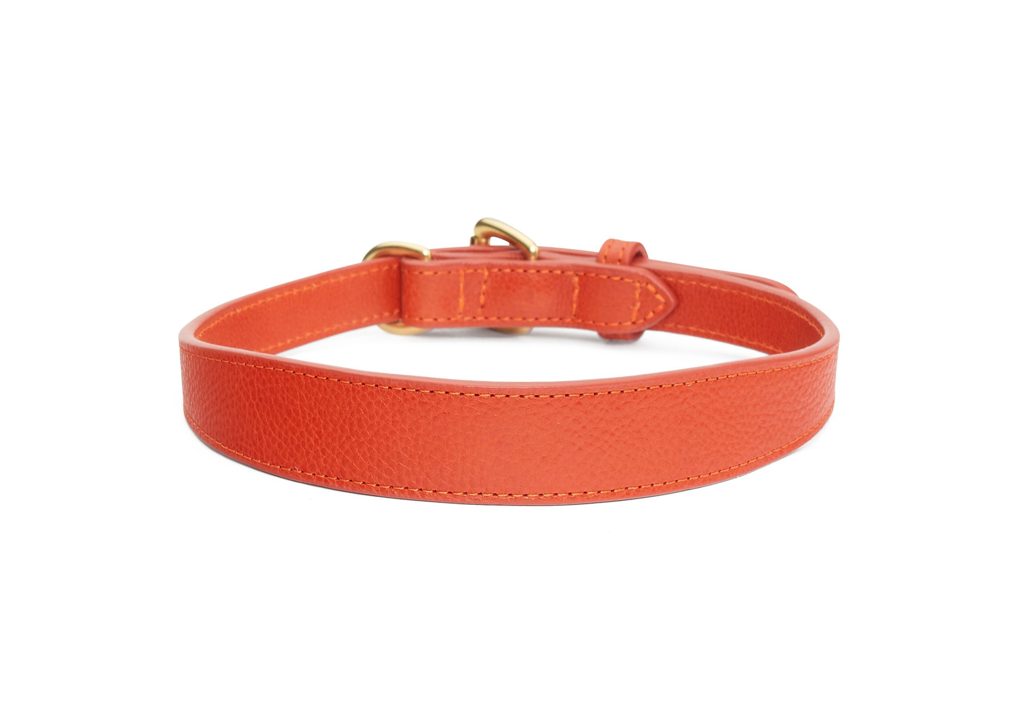 Small Leather Dog Collar Orange