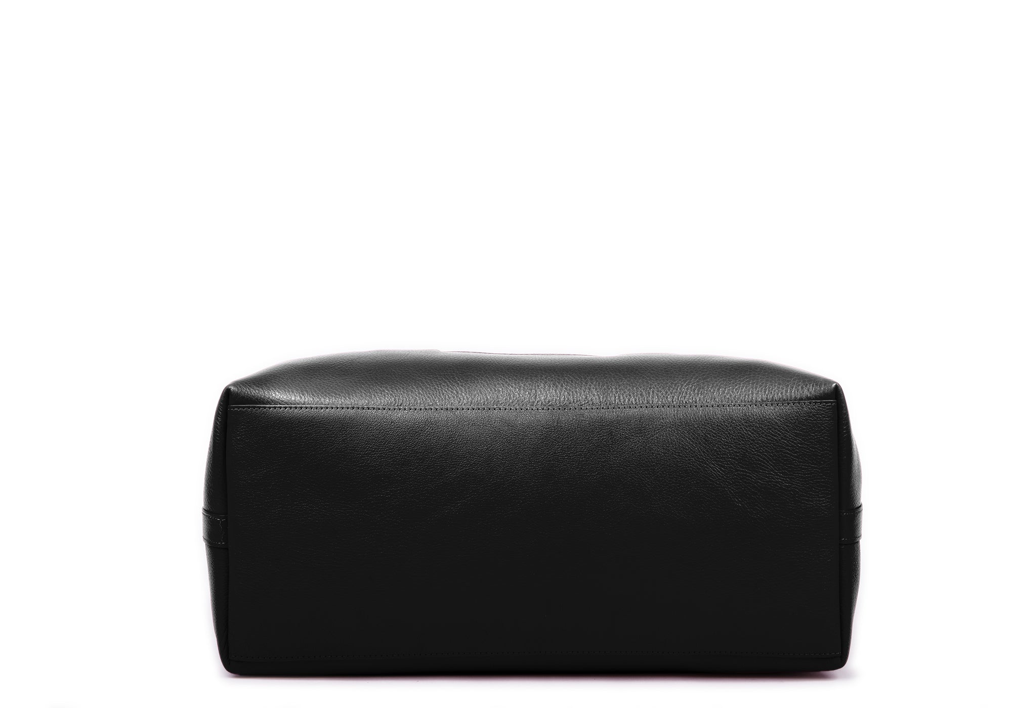 Bottom View of Leather Zip-Top Medium Tote Black