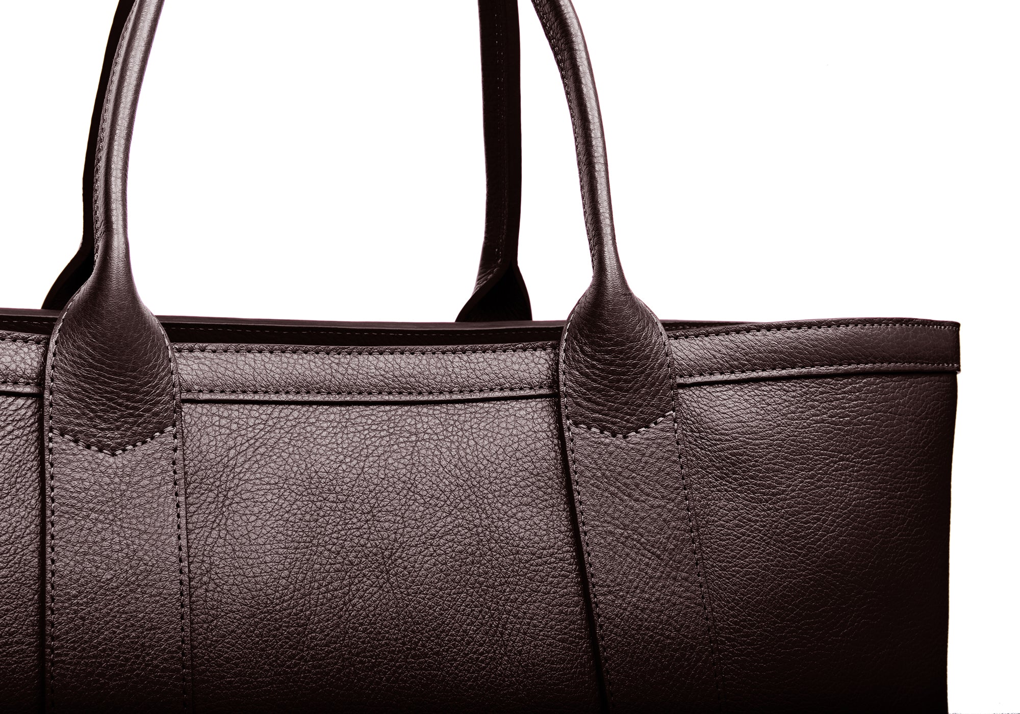 Leather Zip-Top Medium Tote Chocolate