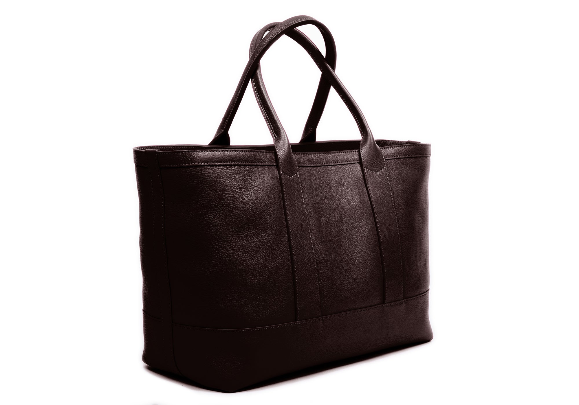 Leather Zip-Top Medium Tote Chocolate