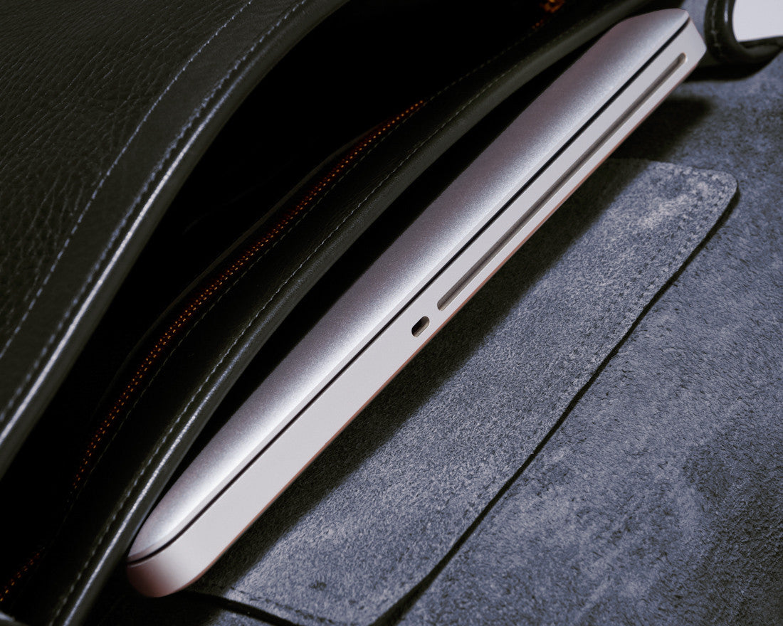 Inner Leather with Laptop of Leather Backpack Black