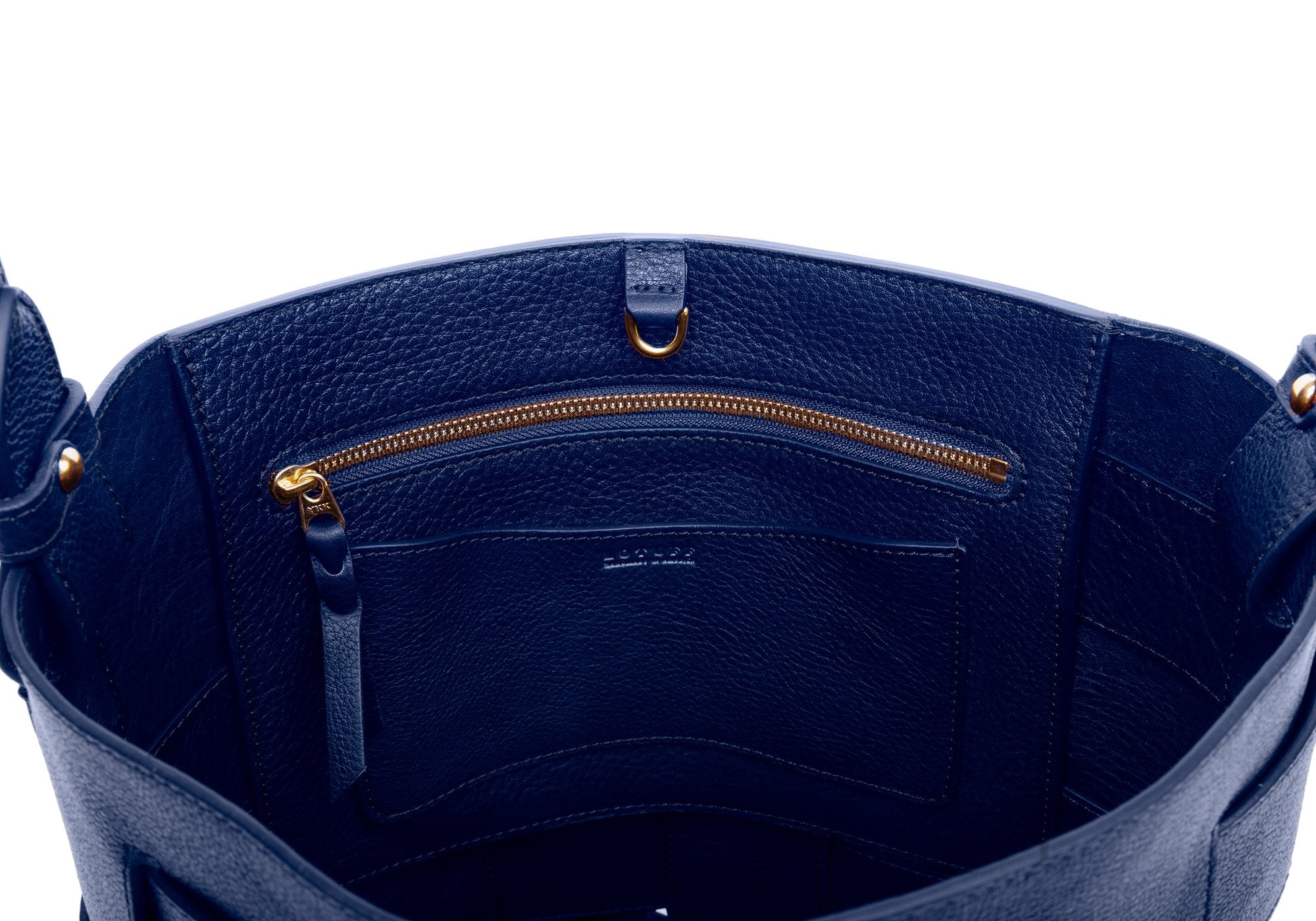 Woven Leather Bucket Shoulder Bag Indigo