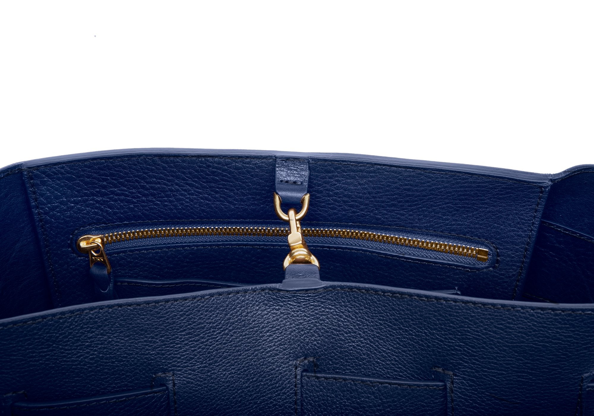 Woven Leather Bucket Shoulder Bag Indigo