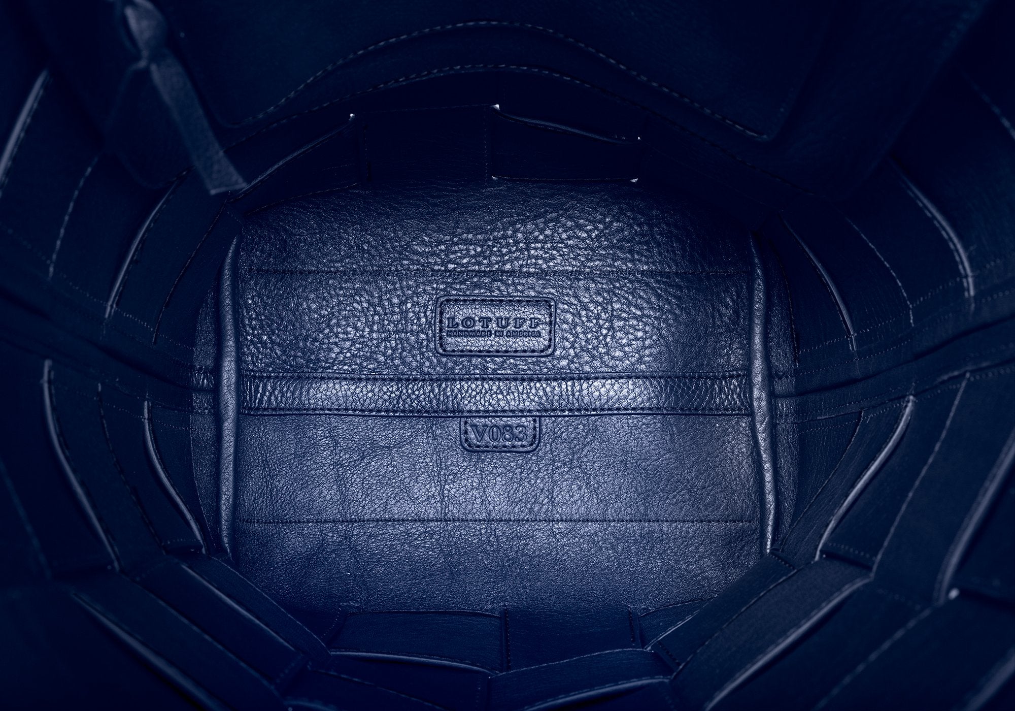 Woven Leather Bucket Shoulder Bag Indigo