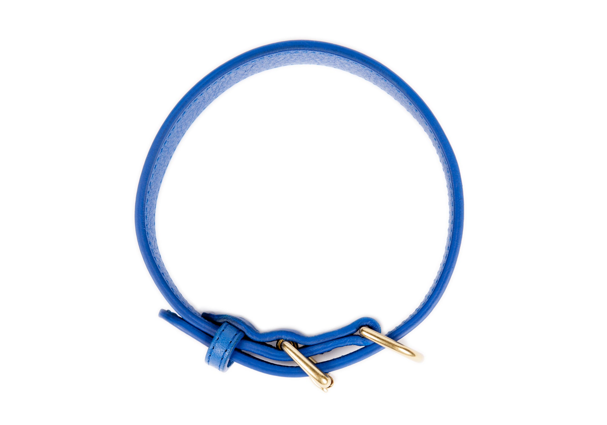 Large Leather Dog Collar Electric Blue