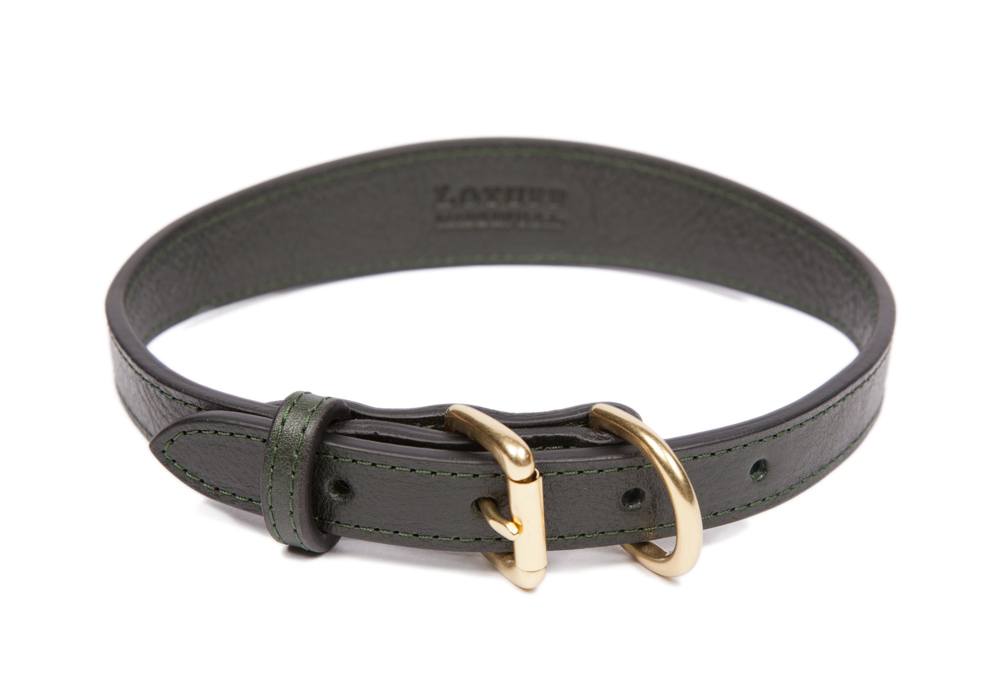 Large Leather Dog Collar Green