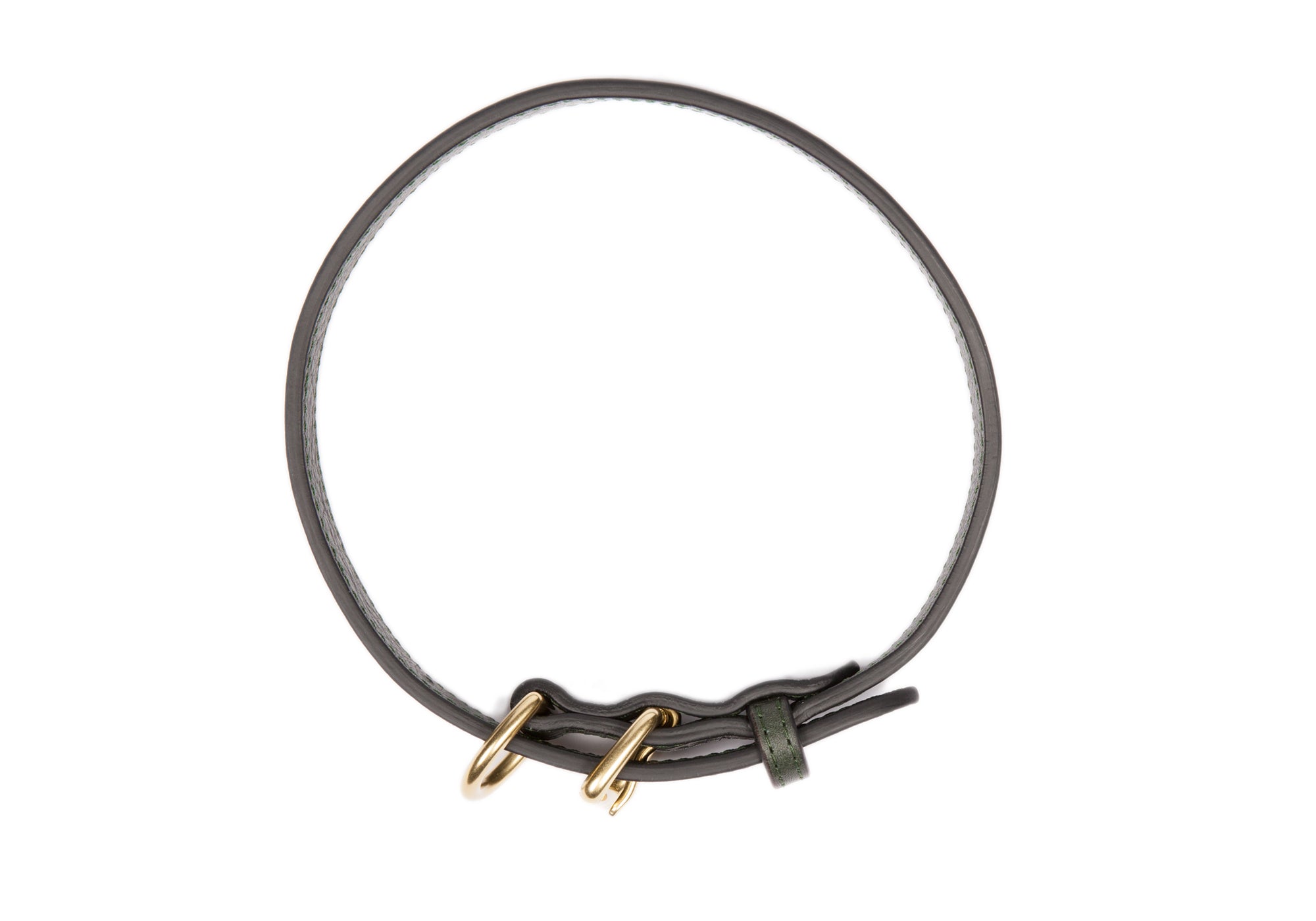 Large Leather Dog Collar Green