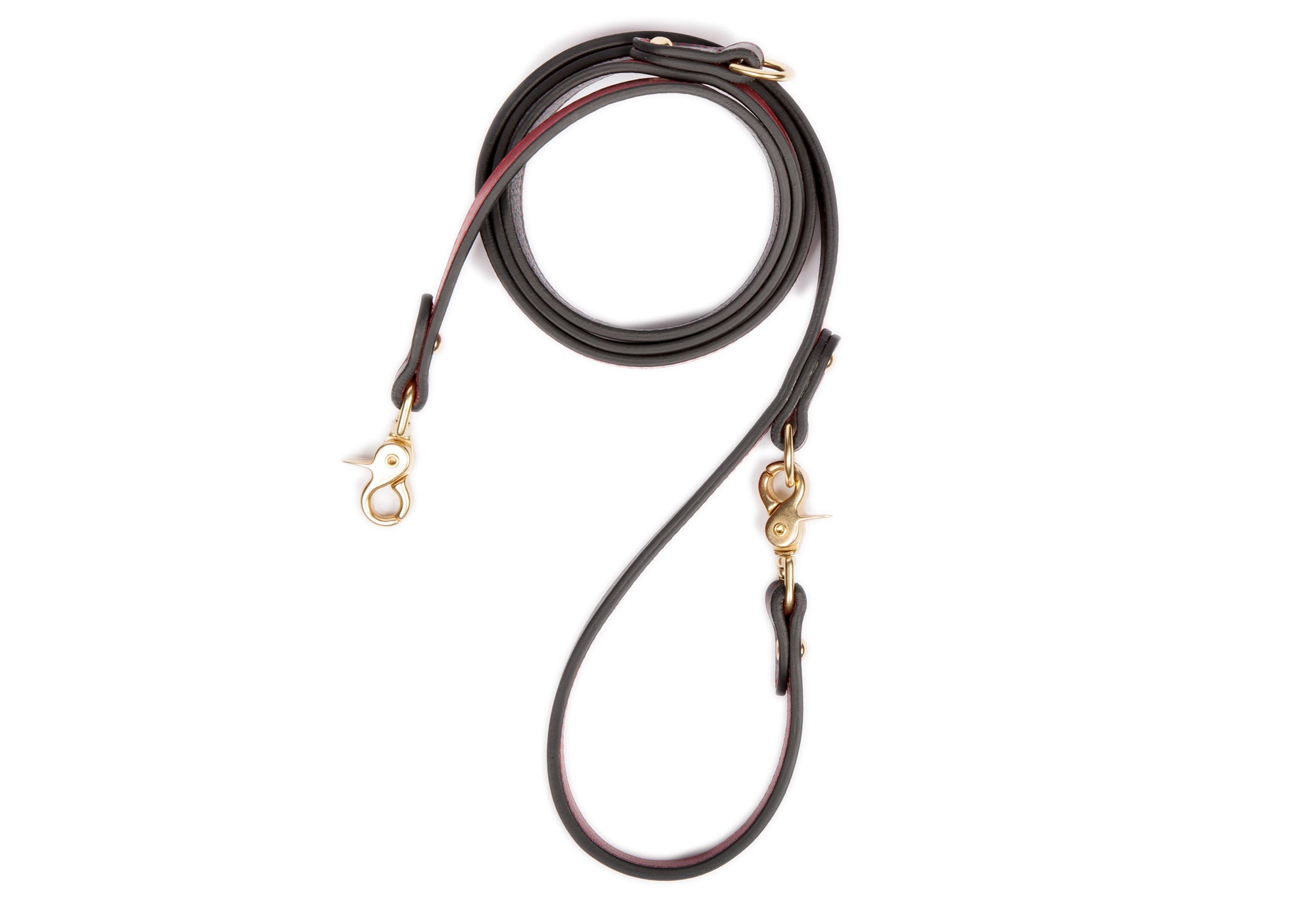 Leather Dog Leash Black-Red