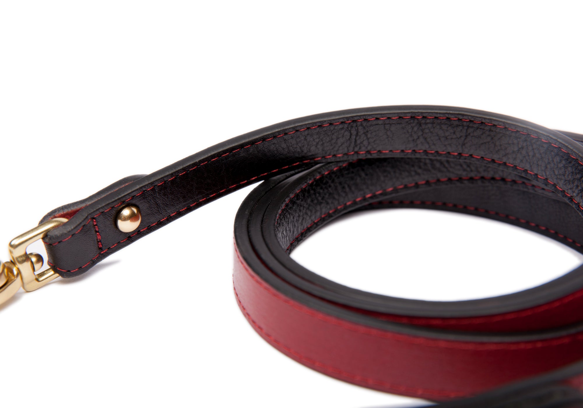 Leather Dog Leash black-red