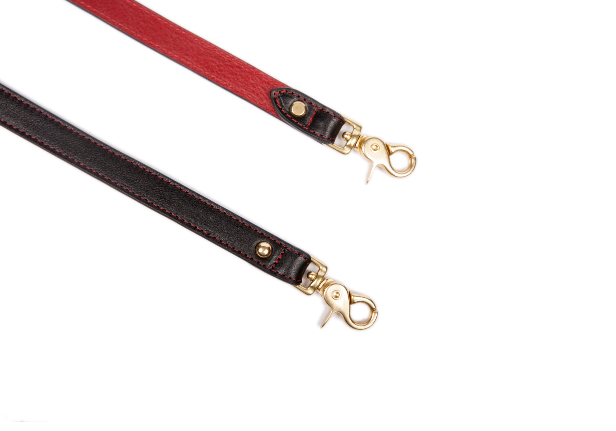 Leather Dog Leash black-red