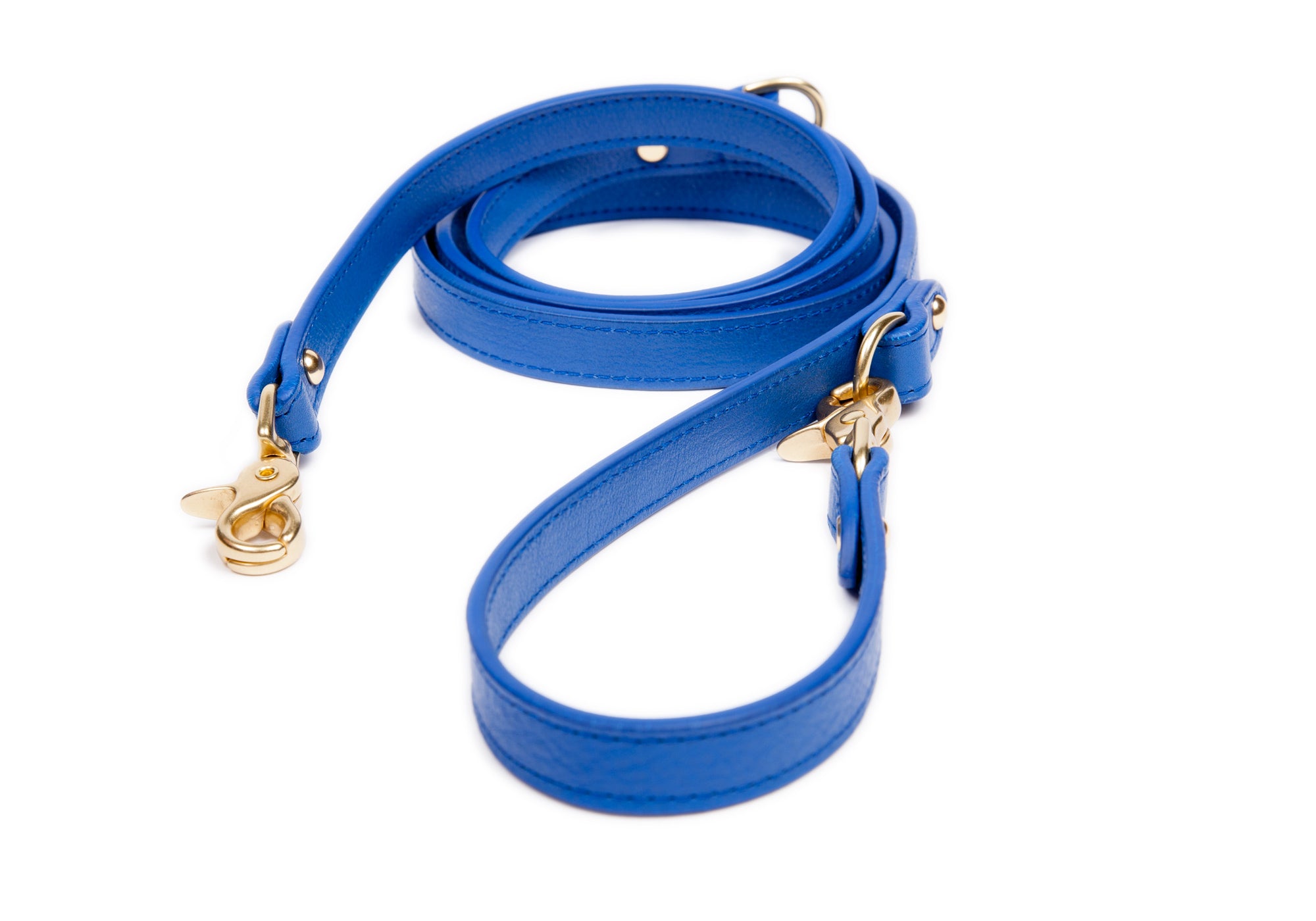 Leather Dog Leash Electric Blue