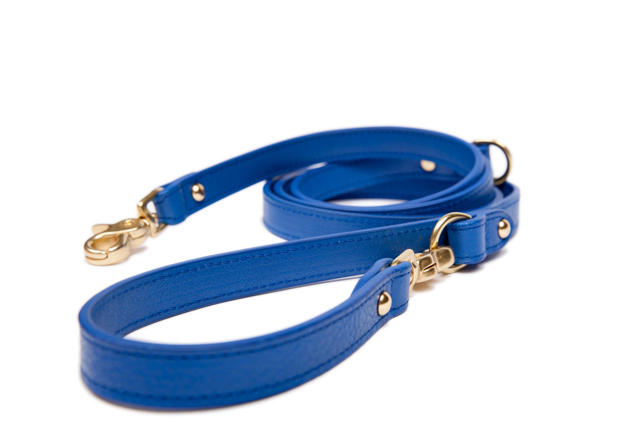 Leather Dog Leash Electric Blue