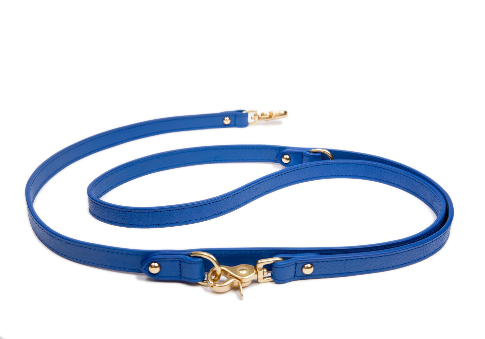 Leather Dog Leash Electric Blue