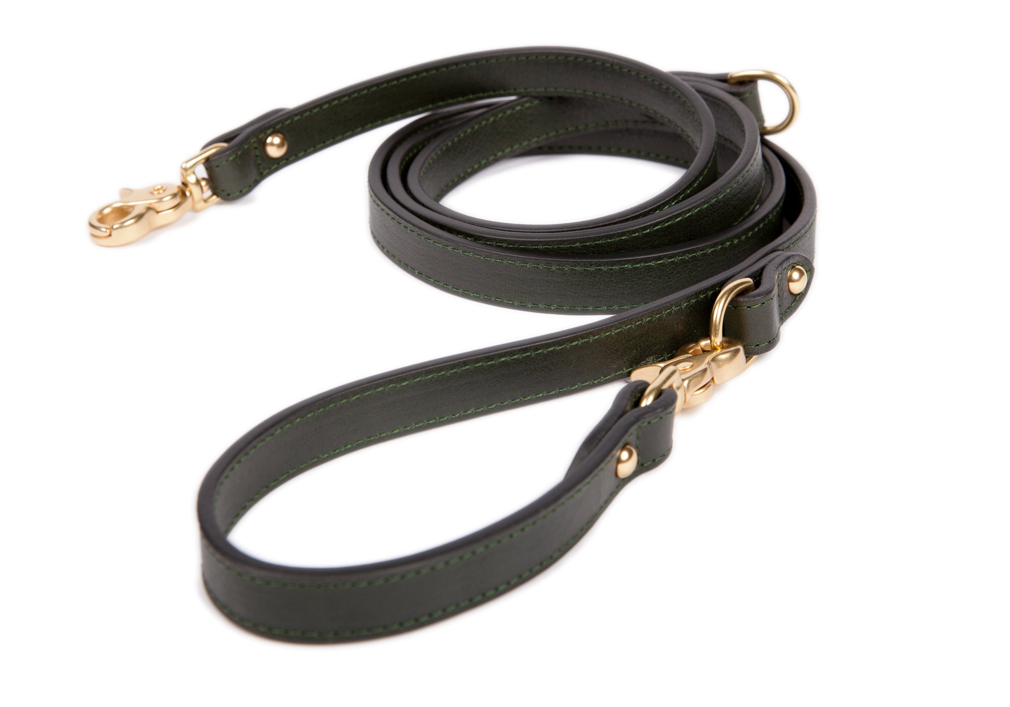 Leather Dog Leash Green