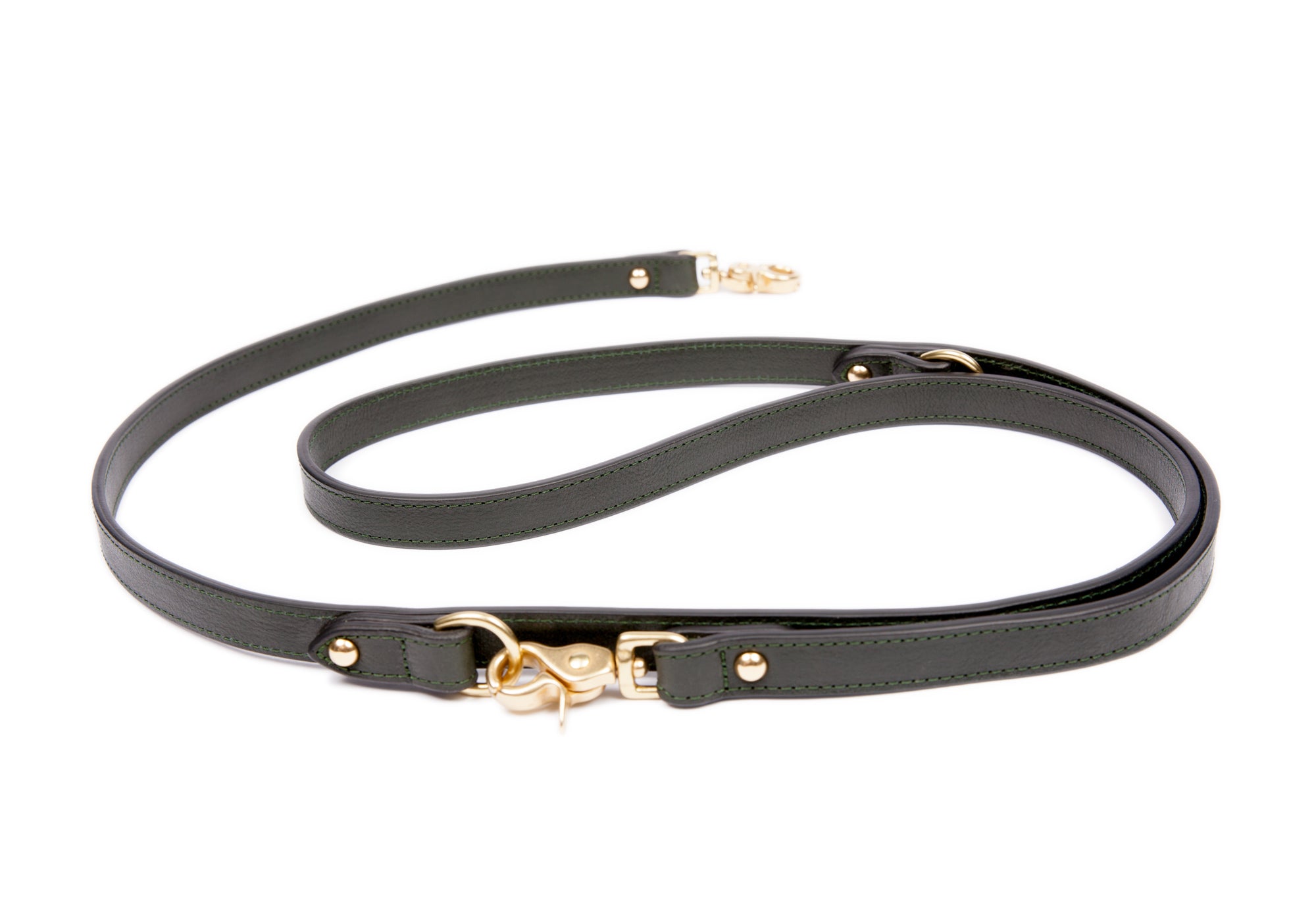 Leather Dog Leash Green