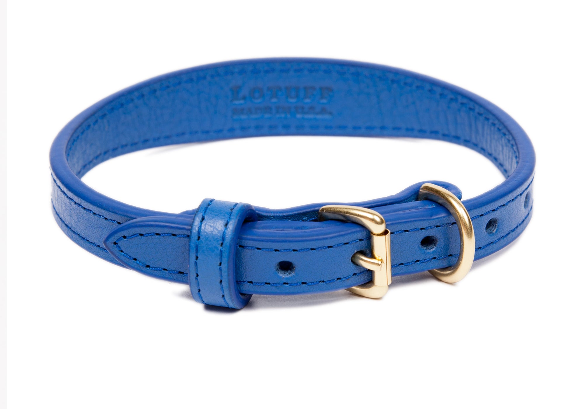 Mini Leather Dog Collar Electric Blue