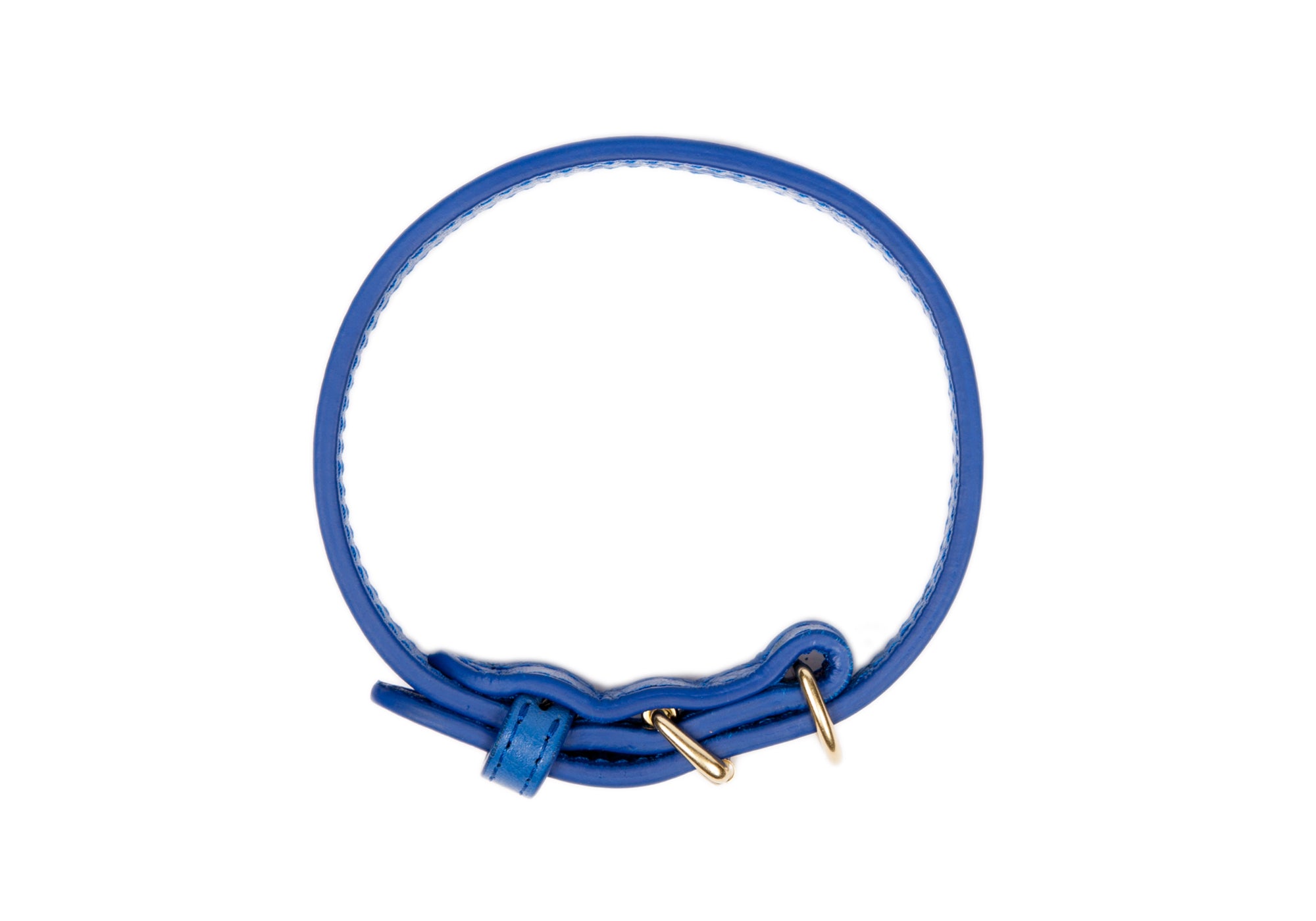 Mini Leather Dog Collar Electric Blue