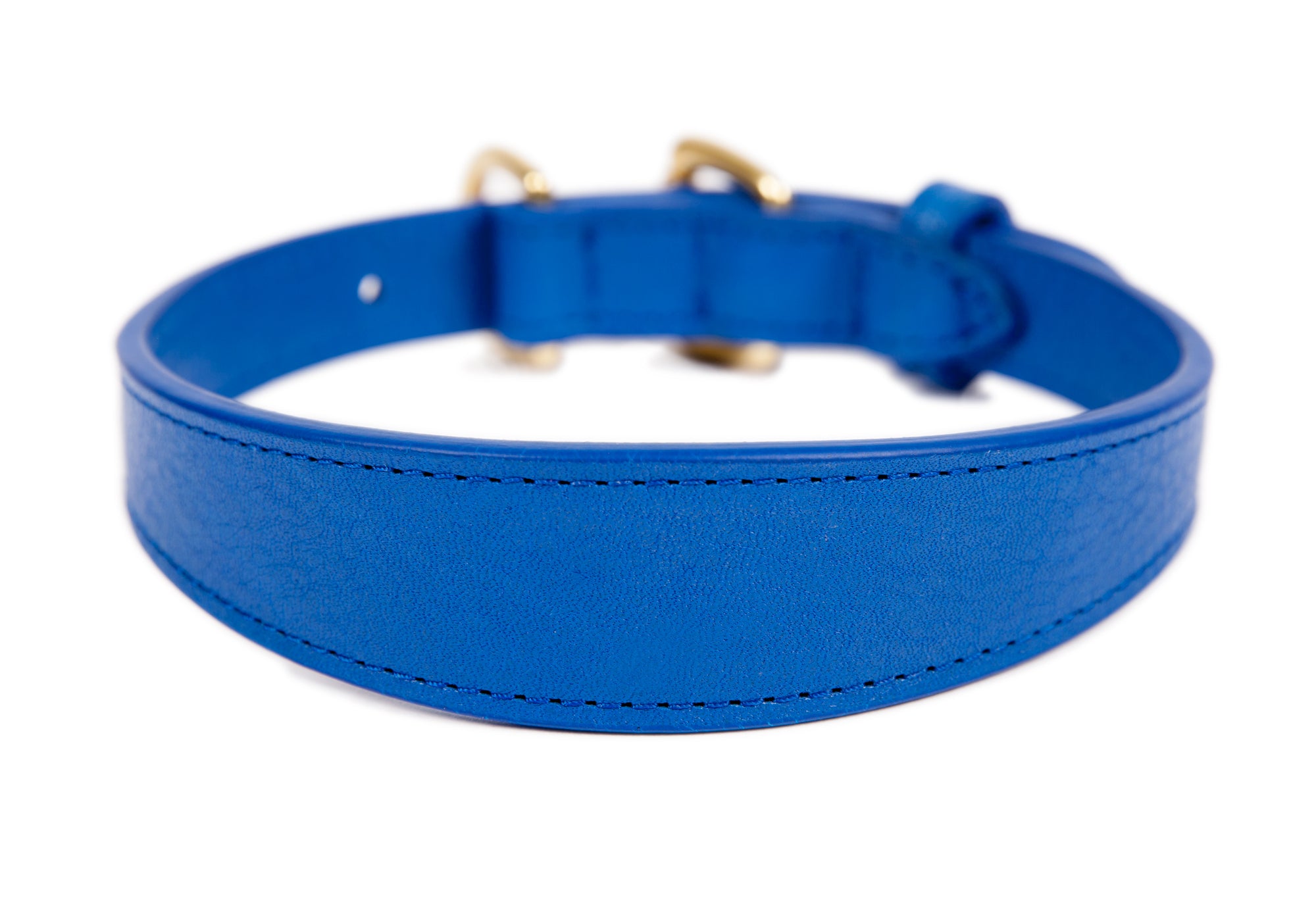 Small Leather Dog Collar Electric Blue
