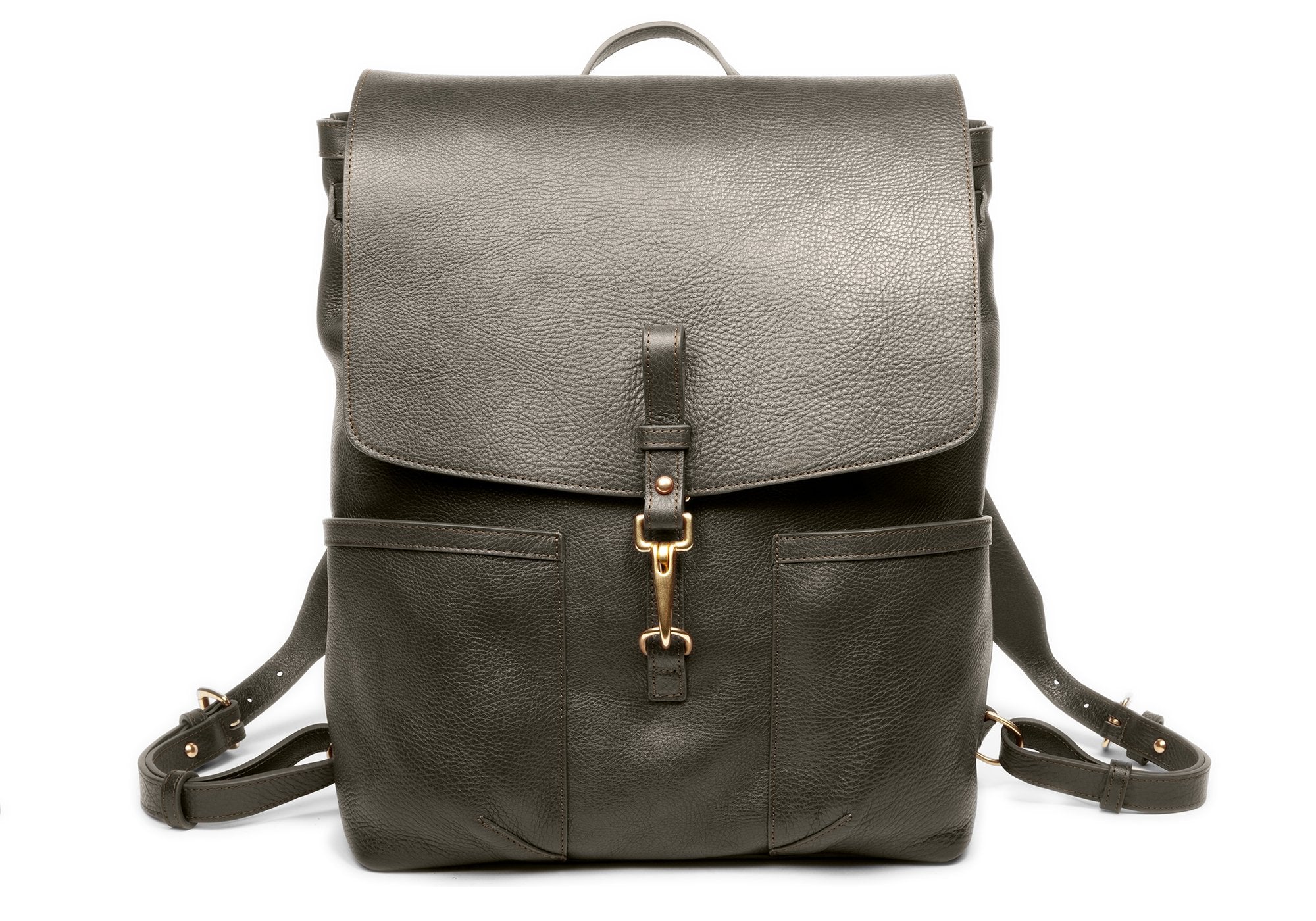 Leather Knapsack Olive
