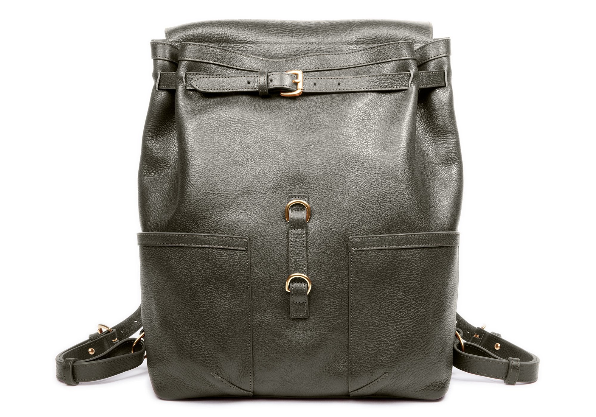 Leather Knapsack Olive