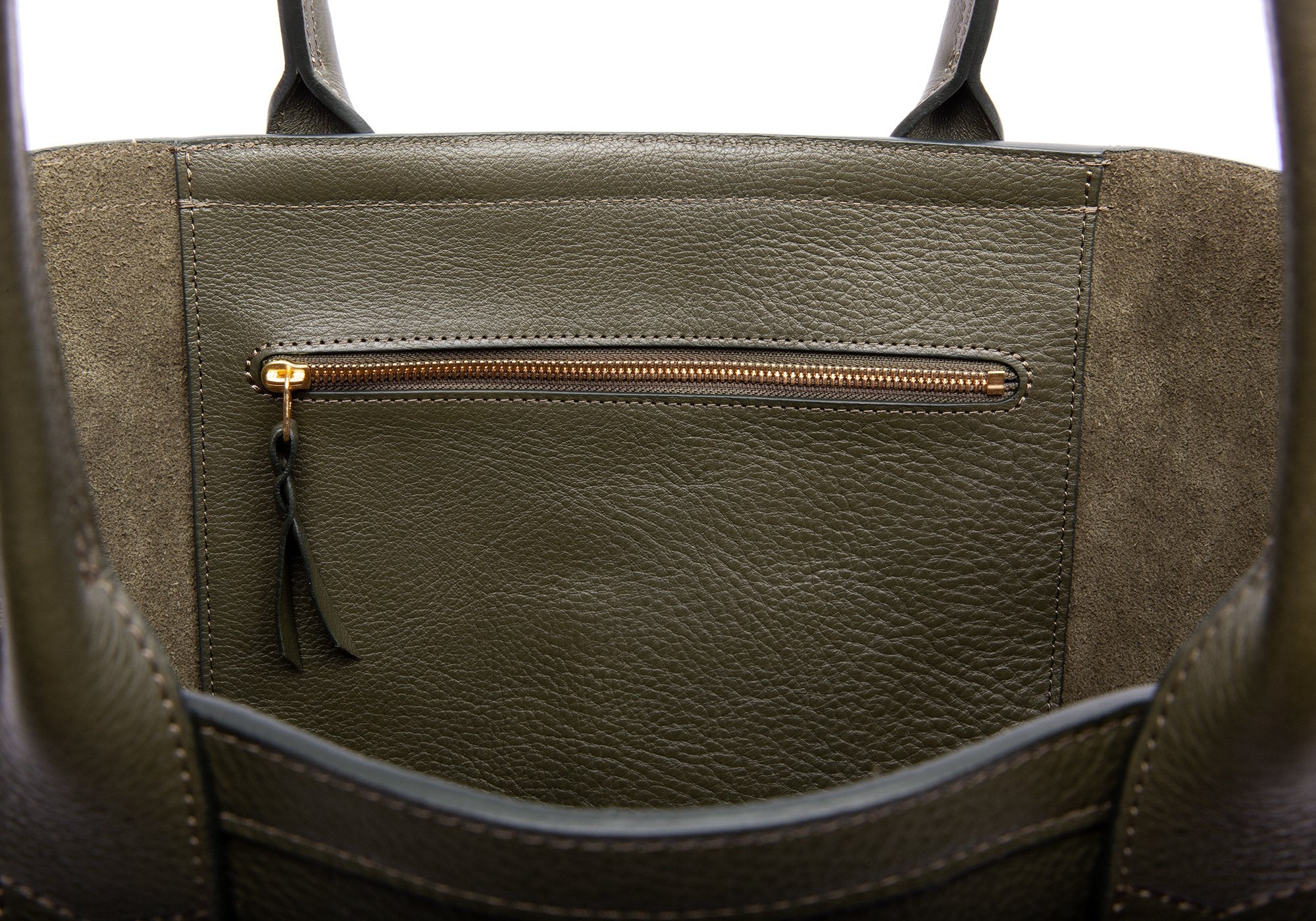 Medium Leather Tote Olive